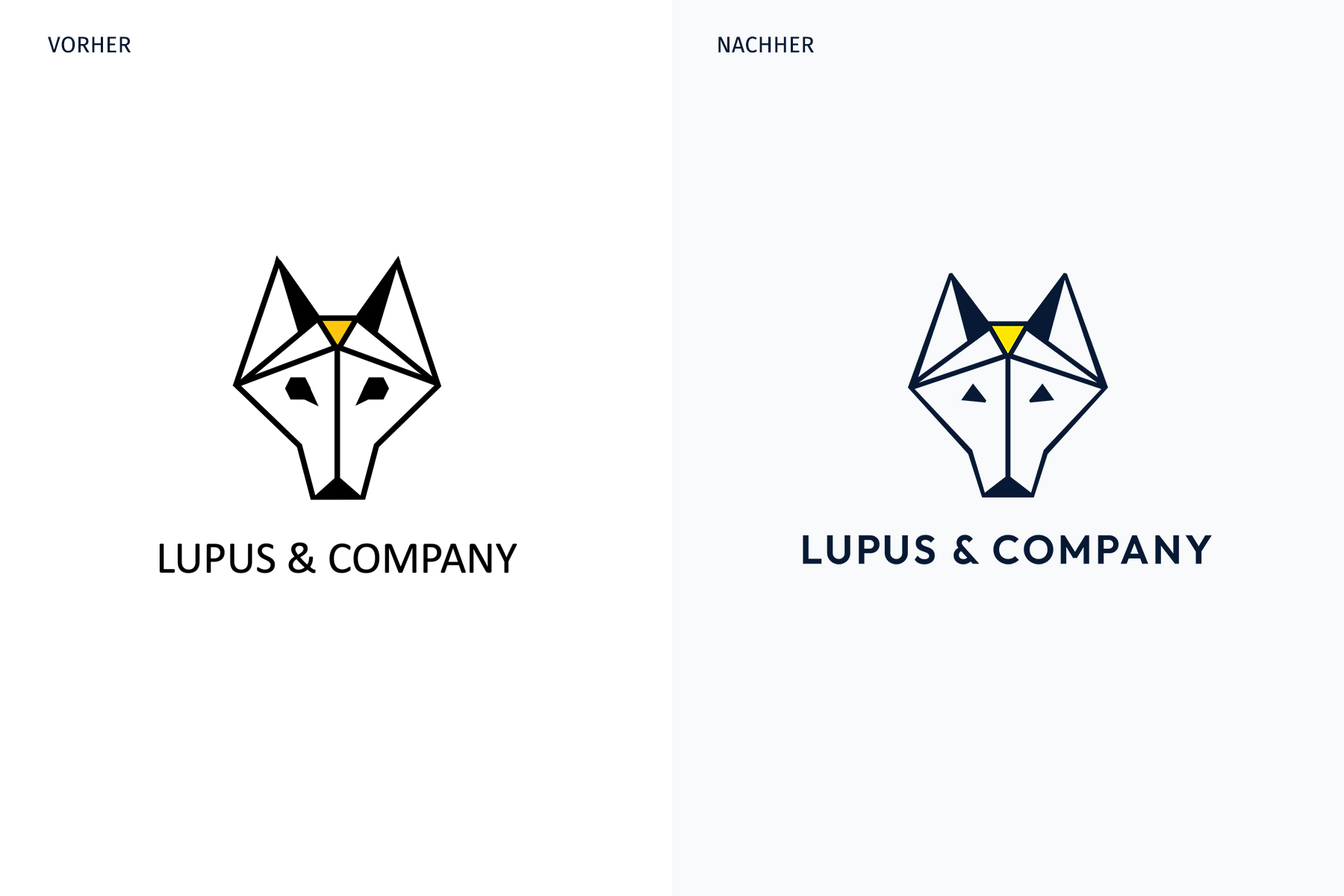 Vorher-Nachher-Vergleich der Logos