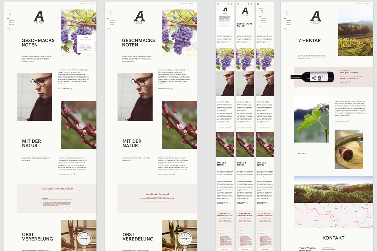 Webdesign Entwurf in Adobe XD