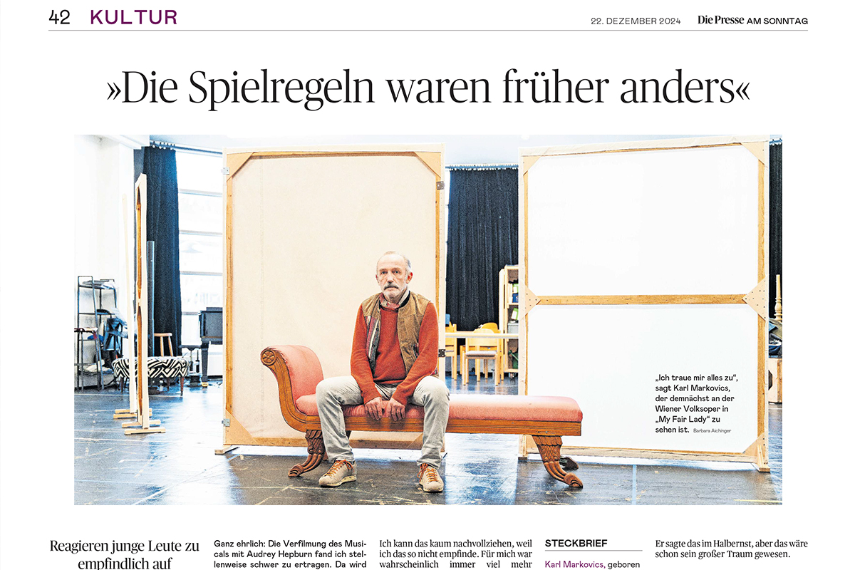 Das verwendete Foto von Karl Marcovics in der Zeitung "die Presse"